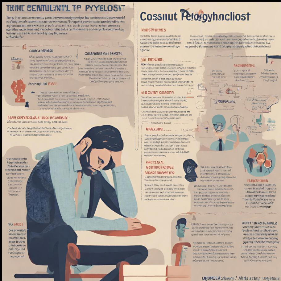 dessin d'un homme triste, abattu et découragé avec un article de journal pour illustrer les raisons de consulter un psychologue ou un psychothérapeute comme Amanda Tichit